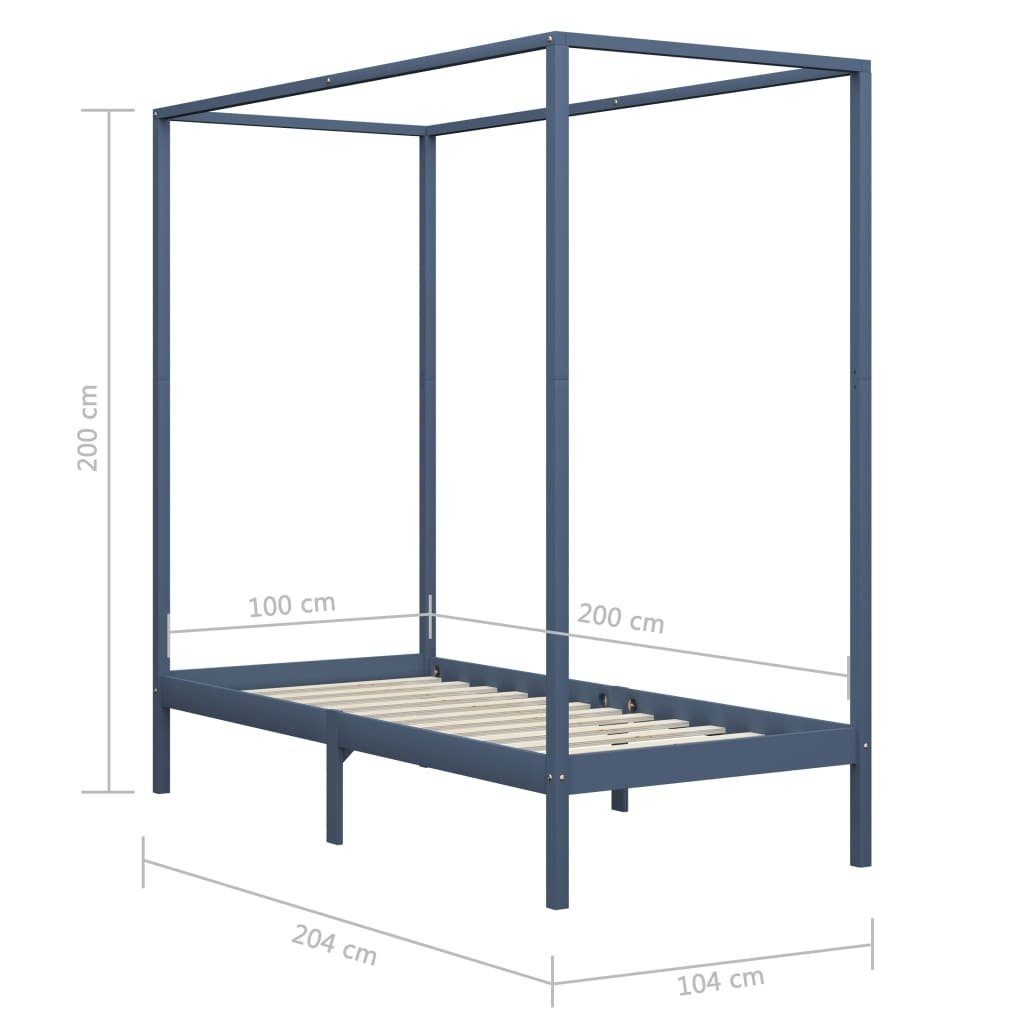 möbelando Himmelbett 299785 (LxBxH: 204x104x200 cm), aus Kiefer in Grau