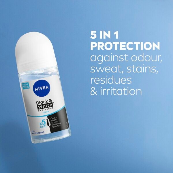 NIVEA Black & White Invisible Pure antiperspiranttirulla 50ml