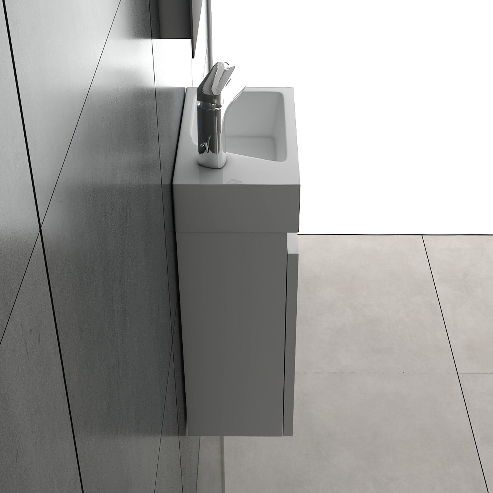 Alpenberger Badmöbel-Set - Gäste-WC Badmöbel Waschbecken & vormontierter Unterschrank, (Komplett-Set, 2-St., Badezimmermöbel Set Weiß Hochglanz), Waschbeckenunterschrank Weiß mit Soft-Close, Waschplatz pflegeleicht