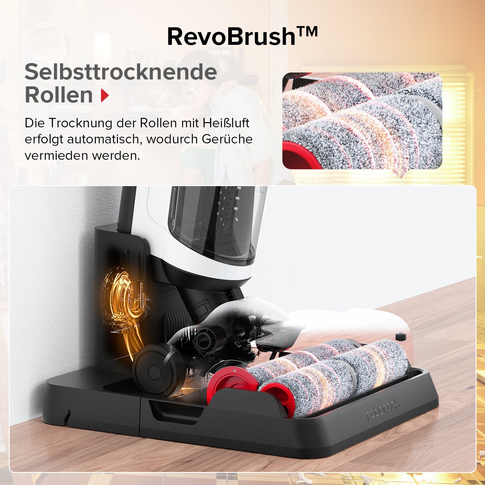 Roborock Nass-Trocken-Akkusauger Dyad Pro, 260 W, 17000pa, Automatische Trocknung & Selbstreinigend Wischsauger mit APP-Steuerung, Doppelbürste, Doppelte Wassertanks für Harte Böden