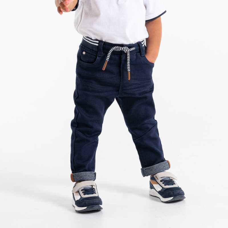 Jean knit-denim taille élastiquée bleu bébé garçon