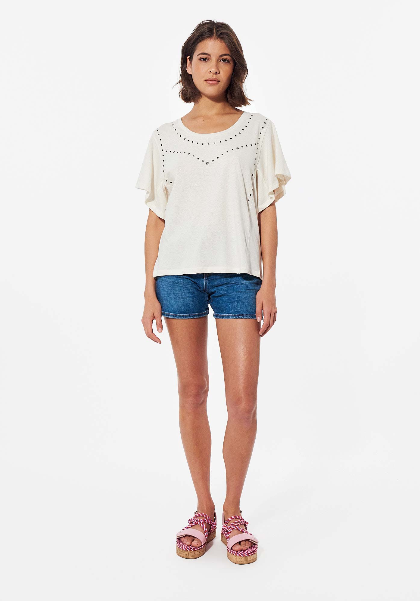KARVI  T-shirt blanc loose Femme
