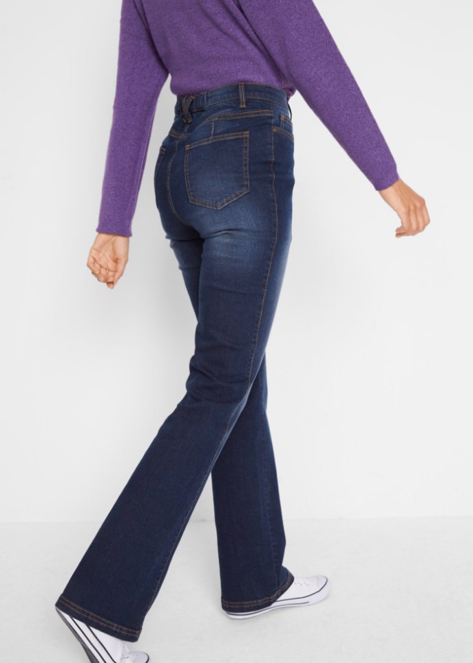 High-Waist-Bootcut Stretchjeans mit Bequembund