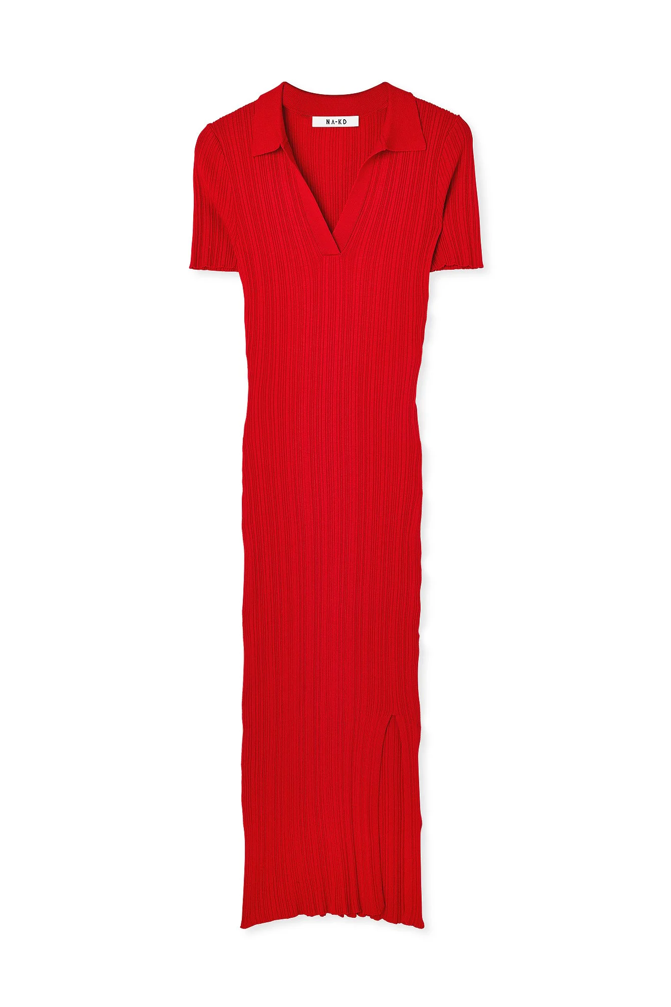Midikleid mit Rippstrickkragen
