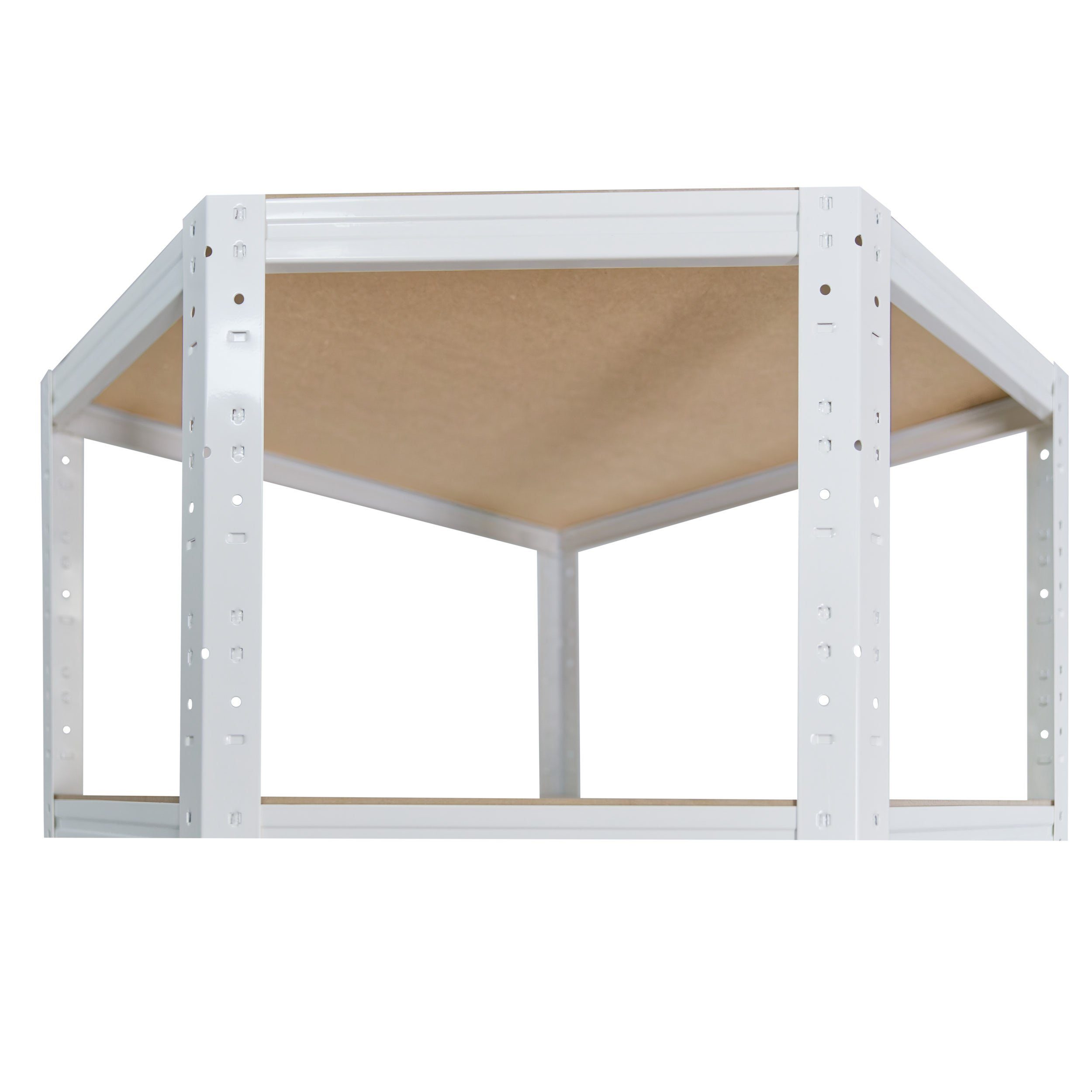 shelfplaza Eckregal HOME, 180x70x40cm weiß, Metall Eckregal stehend mit 5 Böden, Corner Shelf 175kg Tragkraft Schwerlastregal Ecke, Steckregal verzinkt Eckregal Keller Garagen Regal