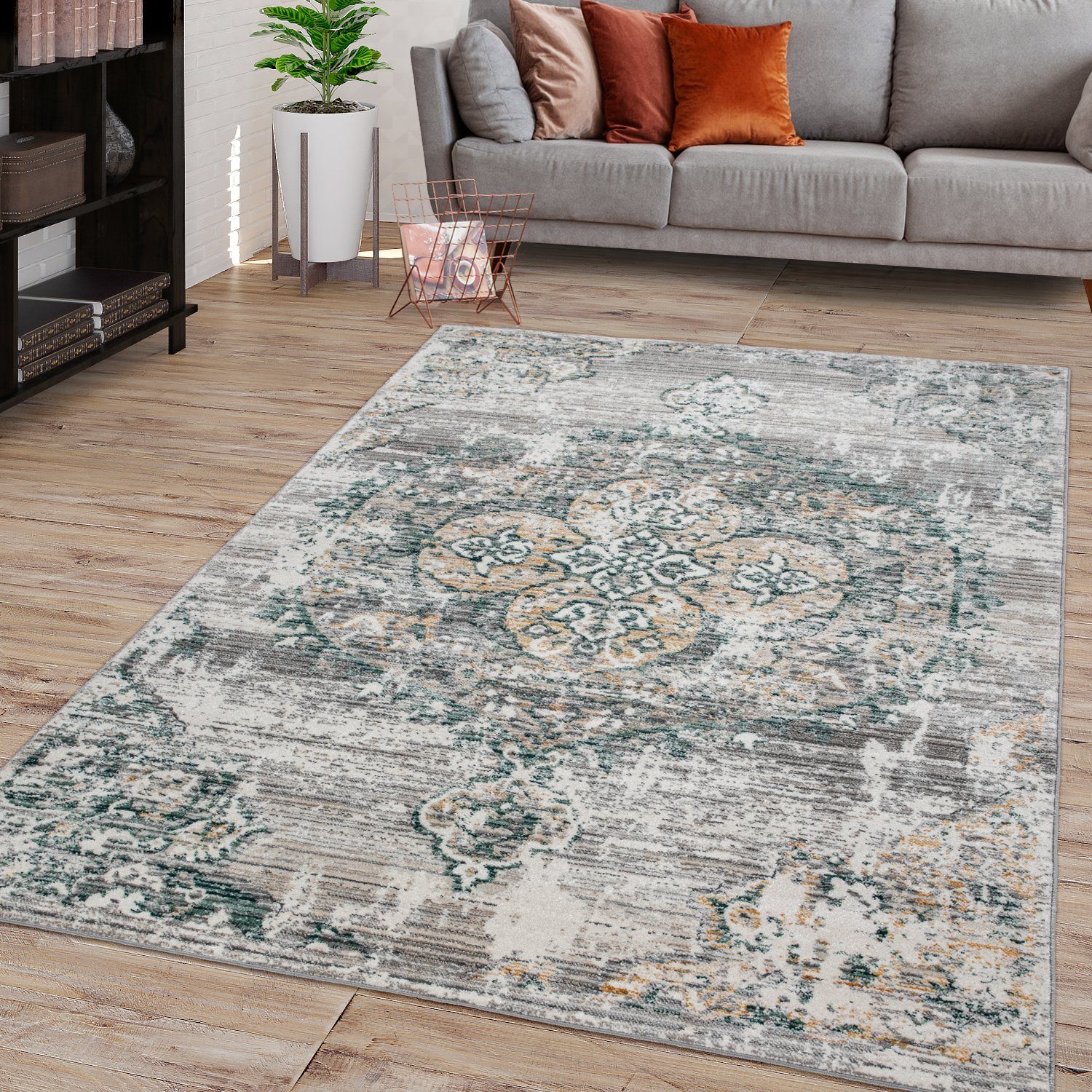 Teppich Wohnzimmer Teppich Kurzflor In Abstraktem Marokkanischen Design Modern, TT Home, rechteckig, Höhe: 12 mm