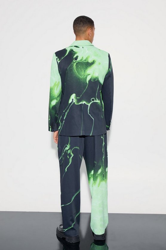 Lockere Hose mit Marmor-Print