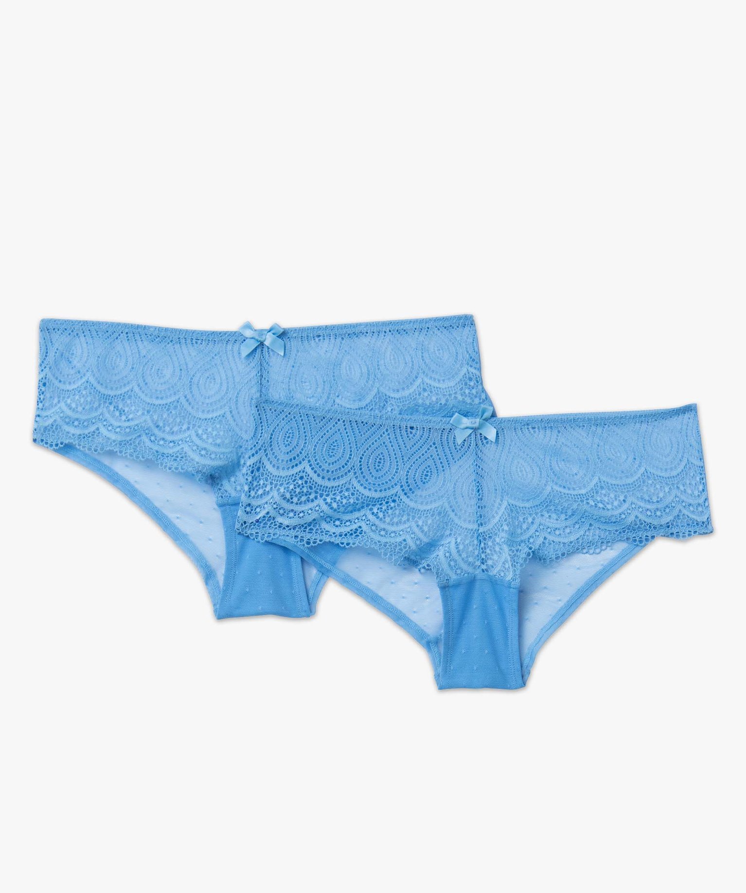 Shorty en dentelle et tulle femme (lot de 2) bleu | GEMO