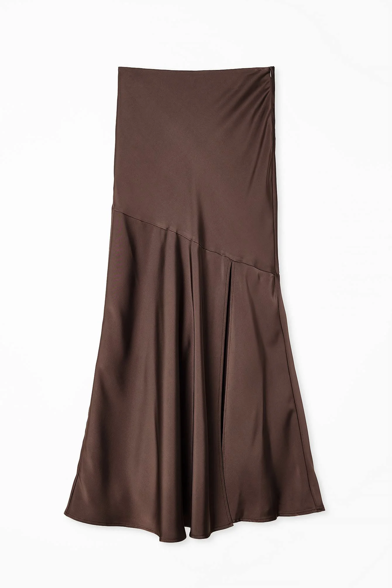 Asymmetrischer Satin-Maxirock mit Nahtdetails