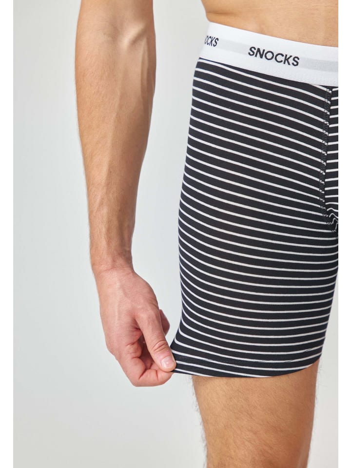 SNOCKS Lange Boxershorts 6 Stück in Schwarz (Streifen) günstig kaufen