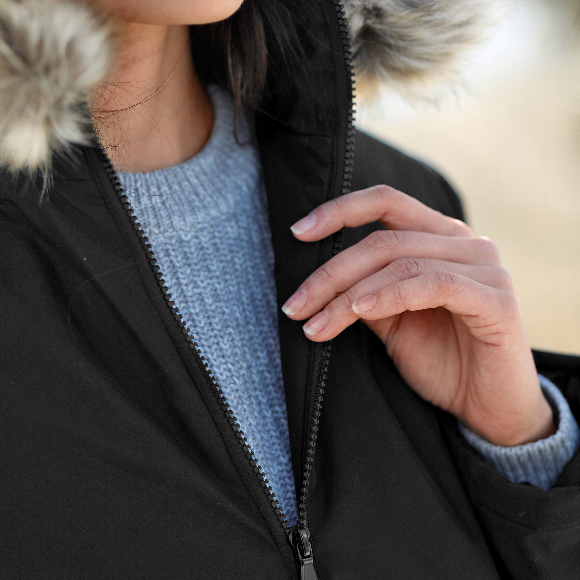 Parka imperméable zippée capuche