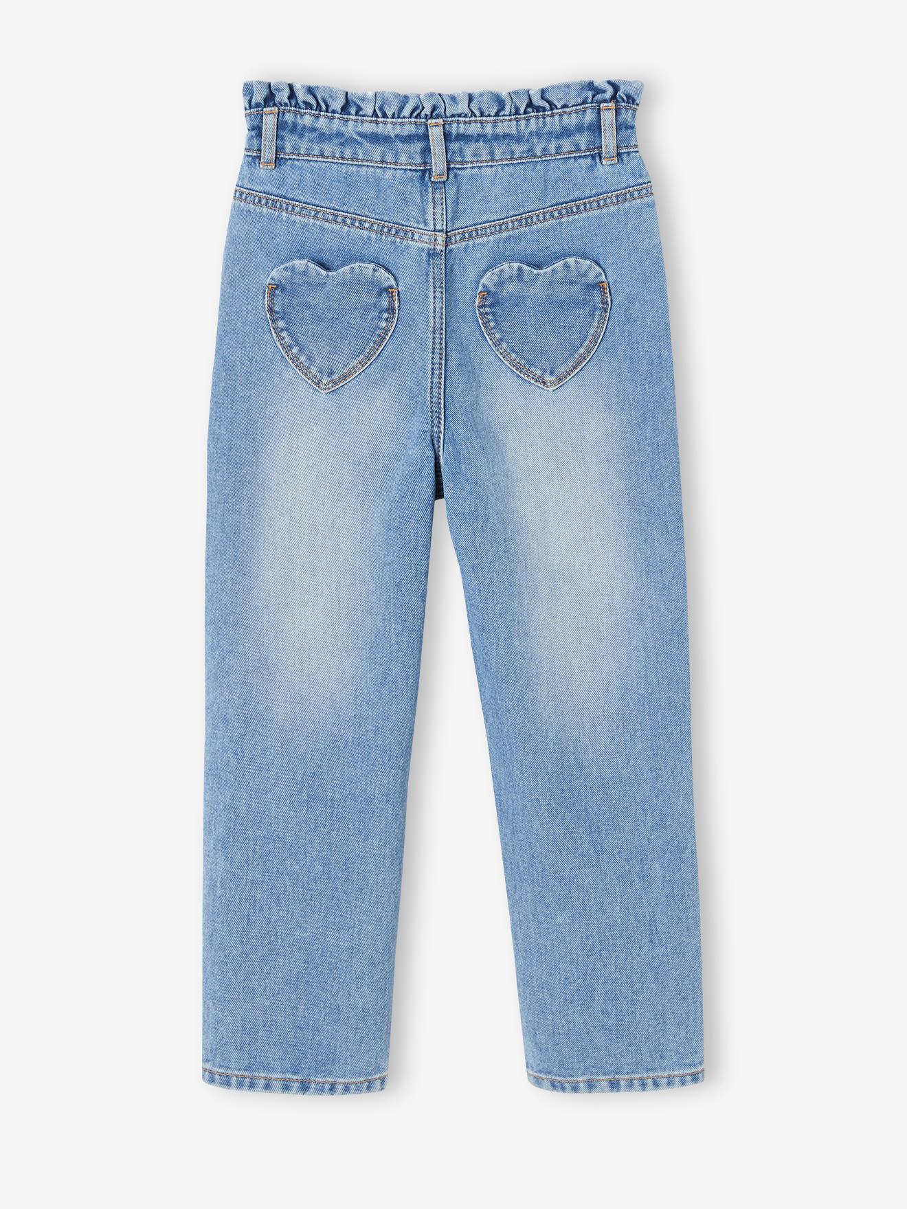 Jean Mom fit poches coeur au dos Fille stone