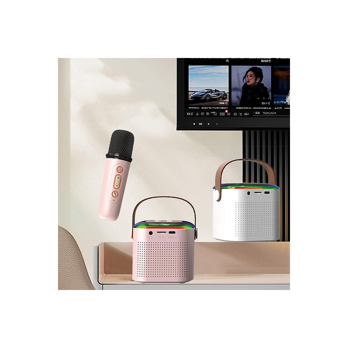 Tragbares integriertes Audiomikrofon für den Außenbereich Home Wireless Bluetooth Kinder Familie KTV
