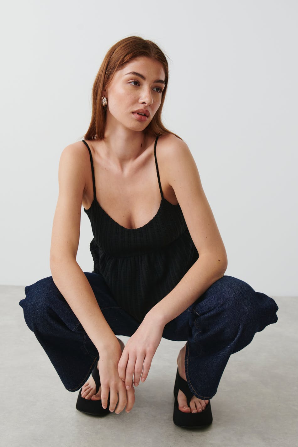 Open back tie singlet