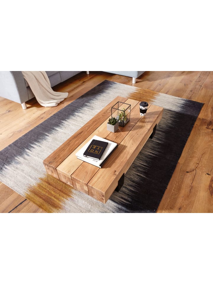 KADIMA DESIGN Couchtisch 130x59x25cm Massivholz / Metall Sofatisch, Design günstig kaufen onesize