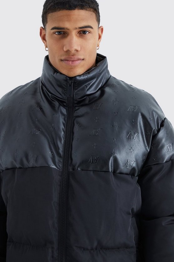 Oversize PU & Nylon Steppjacke
