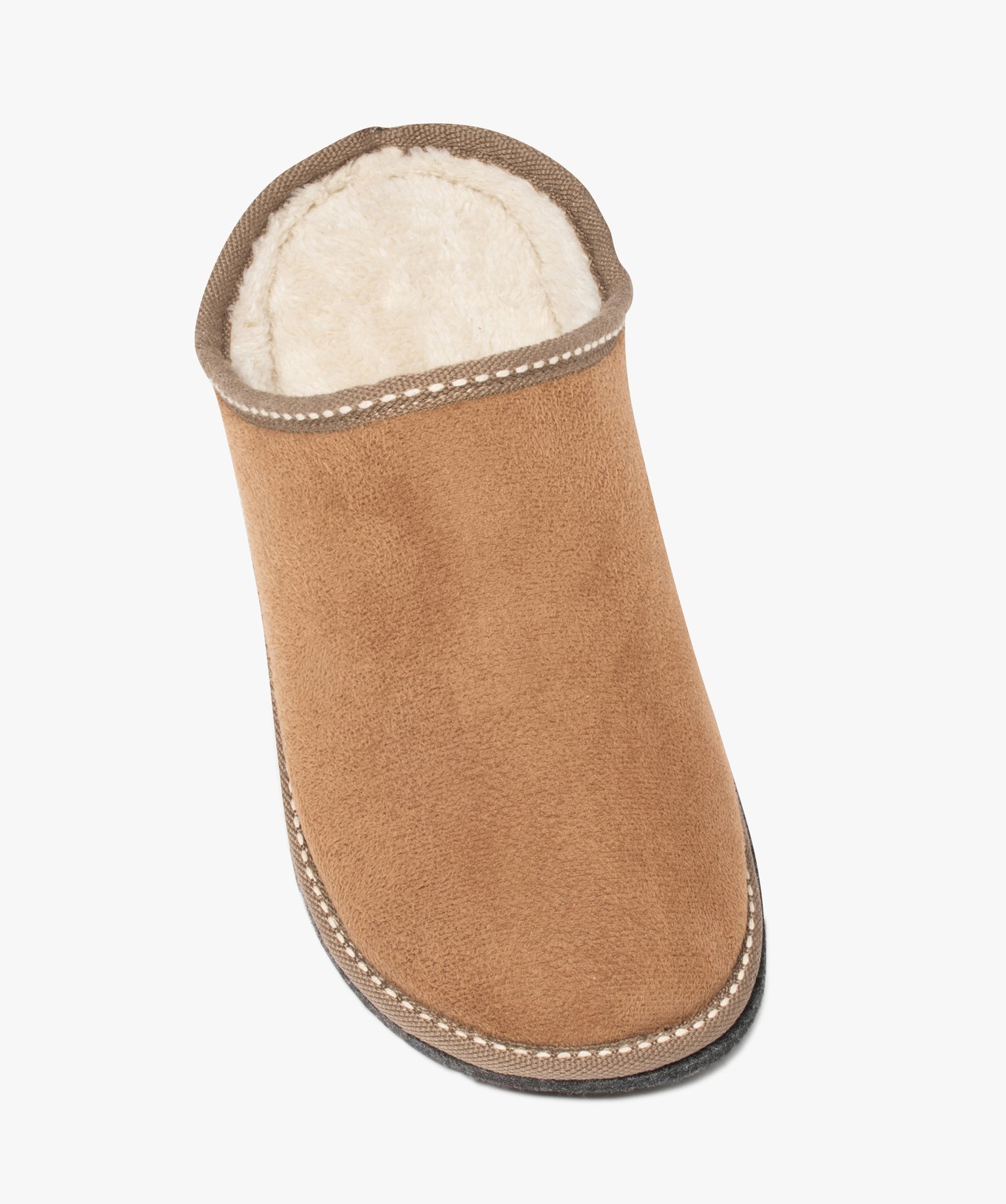 Chaussons homme mules couvrantes en suédine unie marron | GEMO