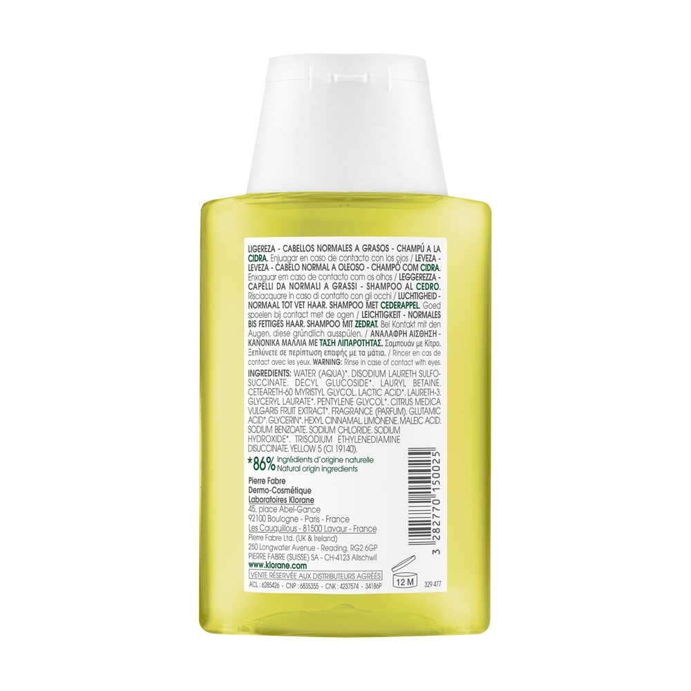 Klorane Klorane Shampoing au Cédrat - Légèreté 1 00 ml Shampooing