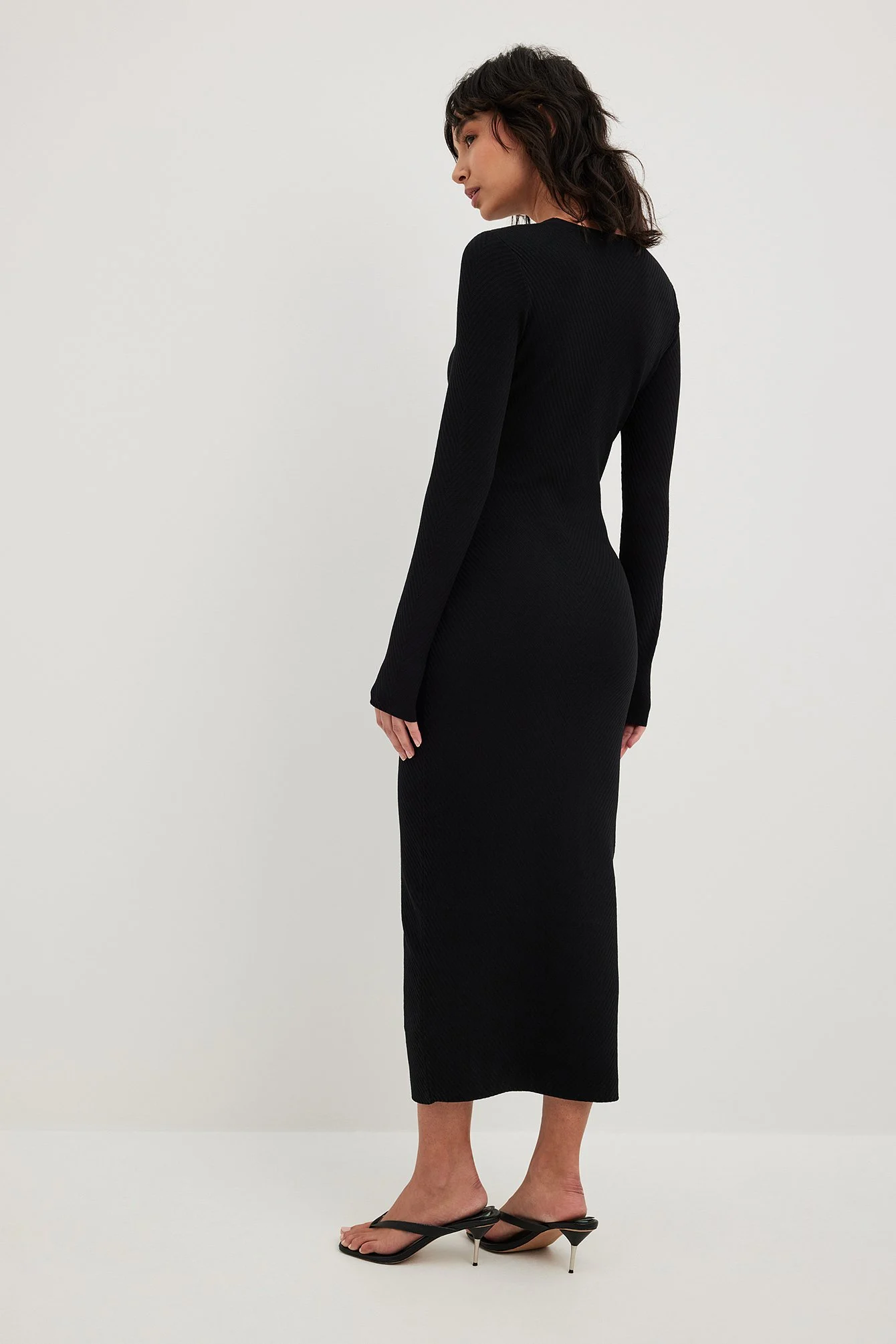 Midikleid aus Rippenstrick mit Korsettdetails
