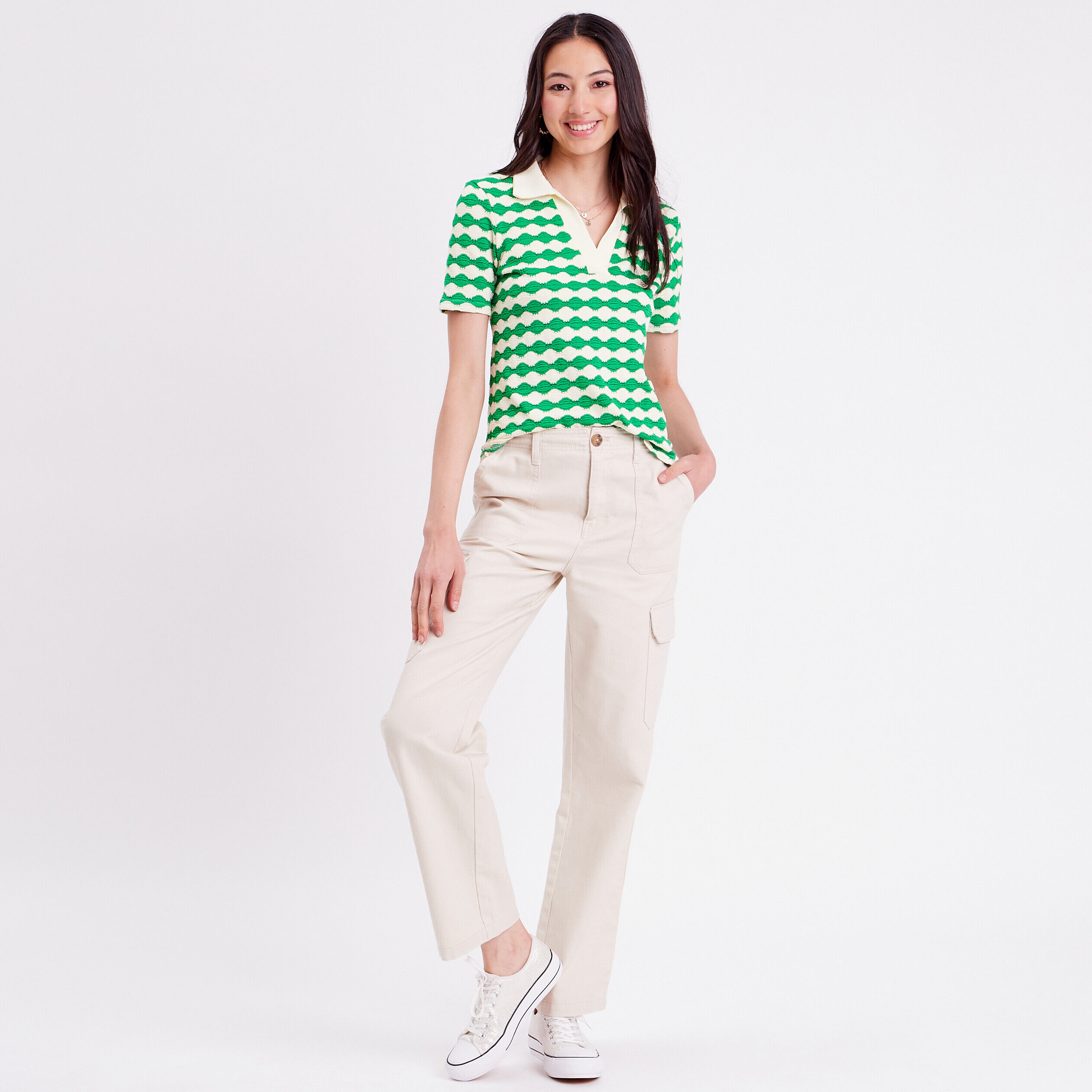 Polo manches courtes vert femme | Cache Cache
