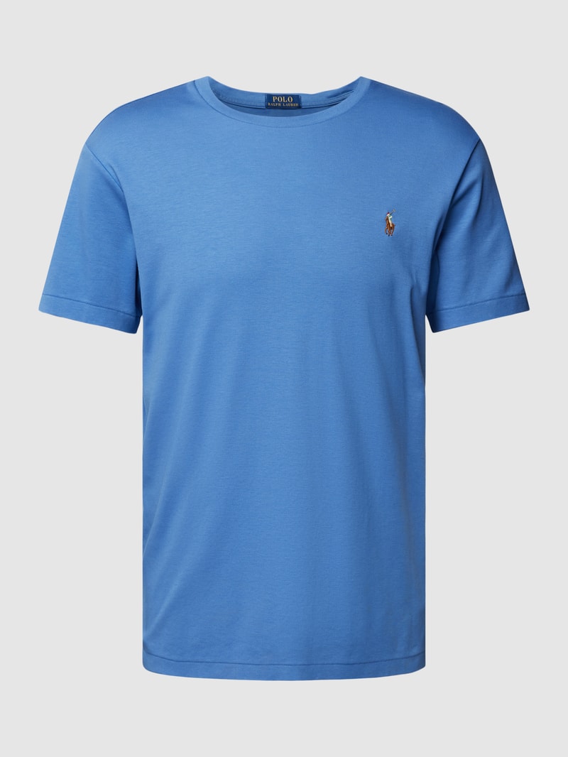 T-Shirt mit Streifenmuster Modell 'PIMA' in rauchblau