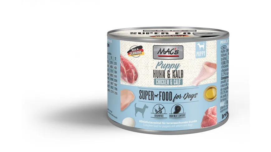 MAC's DOG Hundenassfutter Puppy Huhn & Kalb 200 g
