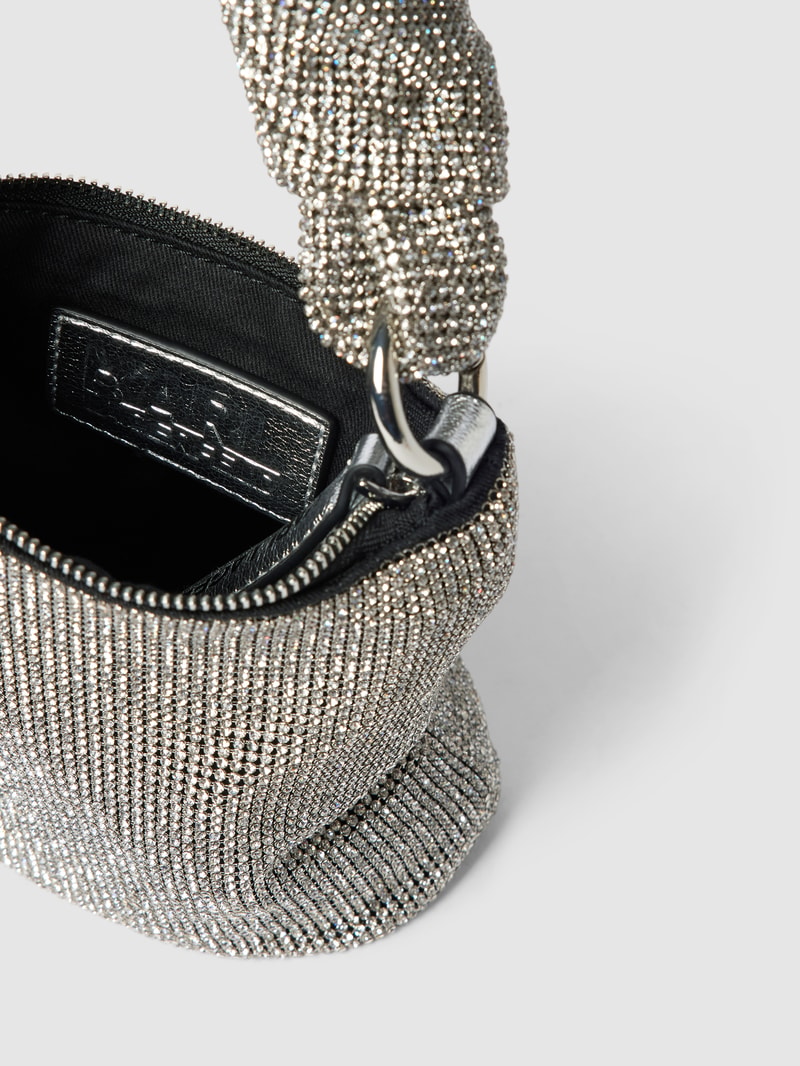 Clutch mit Zierbesatz Modell 'k/evening' in silber