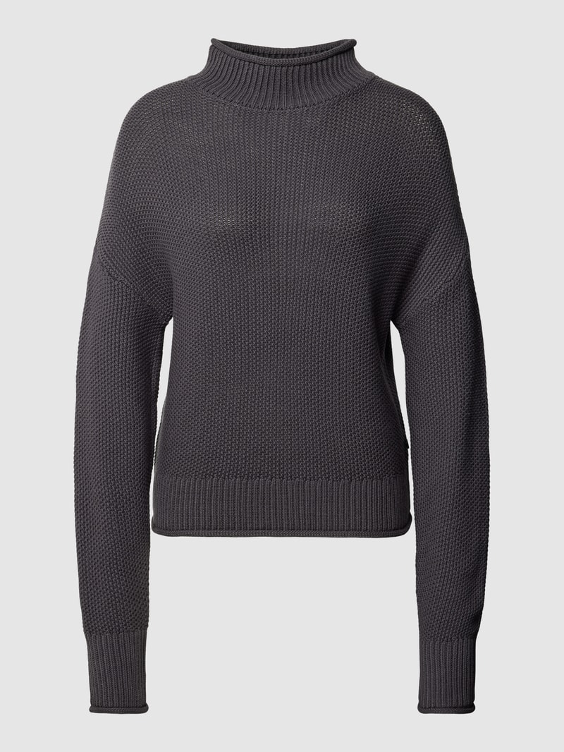 Strickpullover mit Stehkragen in anthrazit