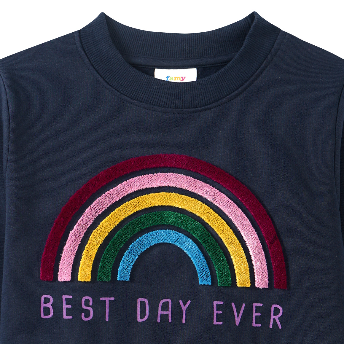 Mädchen Sweatshirt mit Regenbogen-Applikation