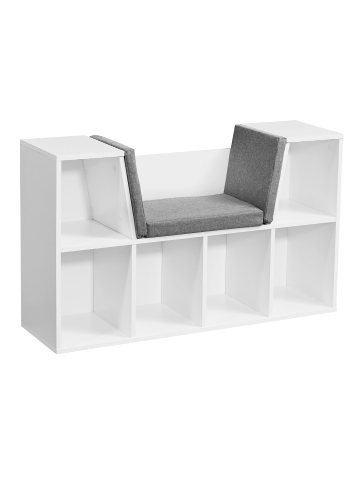 KADIMA DESIGN Regal-Sitzbank | Weiß, 101.5x61.5cm, 6 Fächer, Grau günstig kaufen onesize