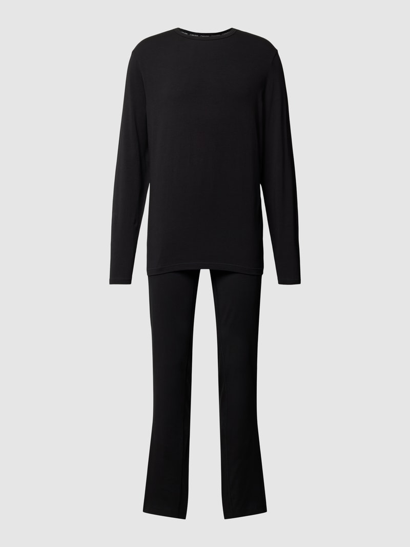 Pyjama mit Rundhalsausschnitt in schwarz