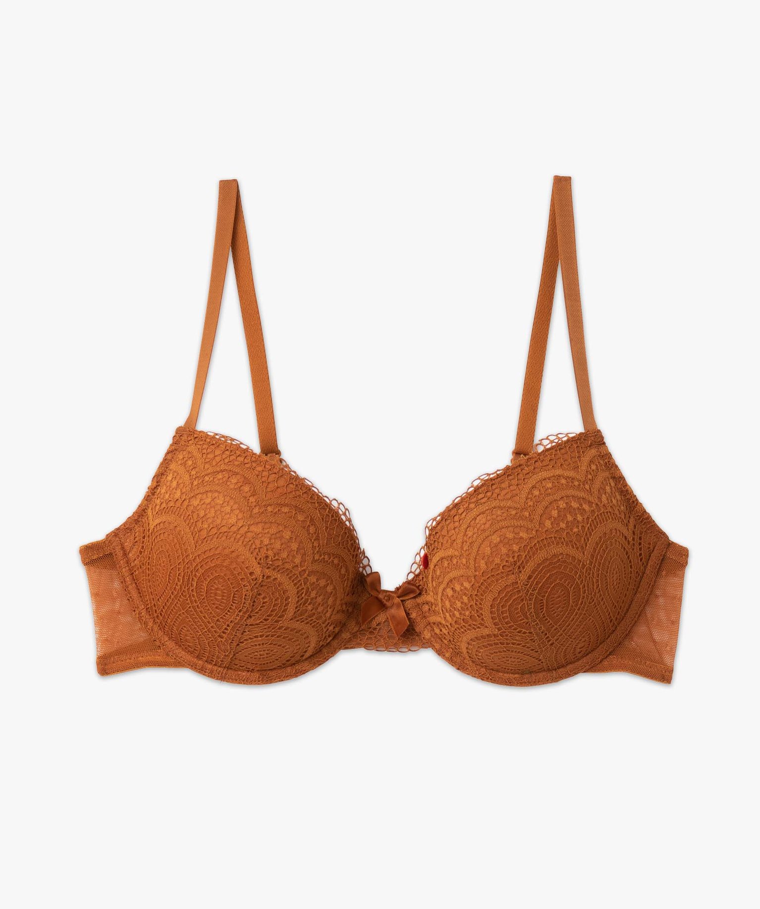 Soutien-gorge corbeille en dentelle à armatures femme marron | GEMO