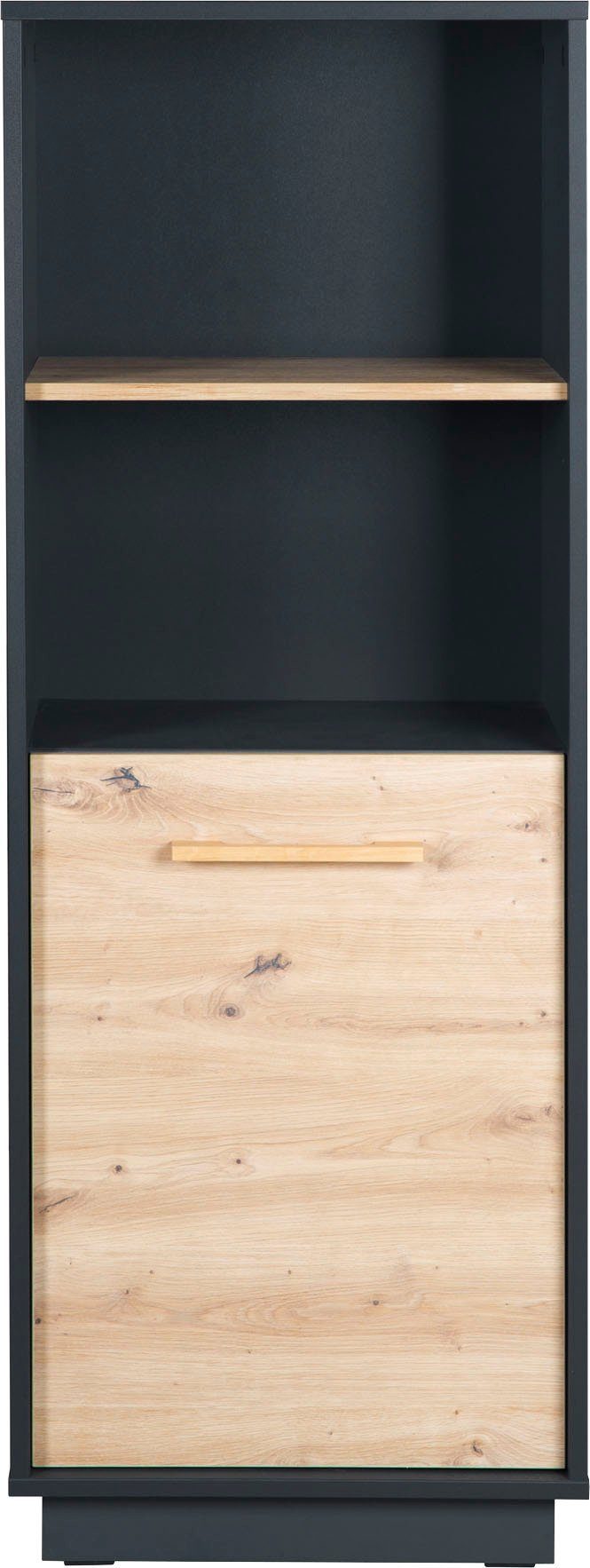 roba® Standregal Regal Lenn, 150 cm hoch - Anthrazit & Dekor: Artisan Eiche, modernes Bücher- oder Dekoregal, 2 offene Fächer, 1 Tür mit 2 Fächern
