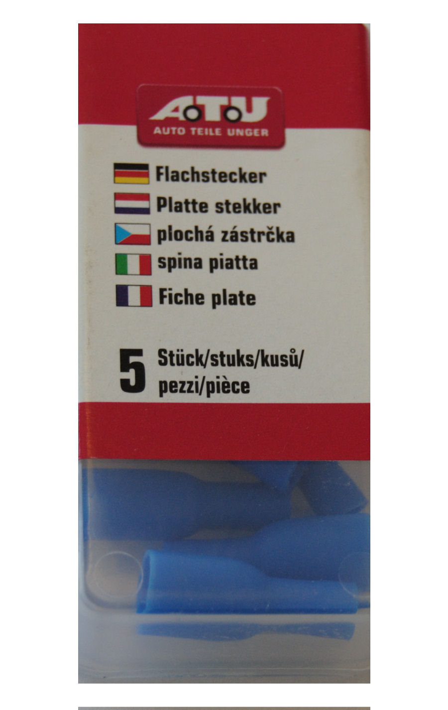 Kabel Flachstecker 6,3 mm blau Inhalt: 5 Stück - ATU