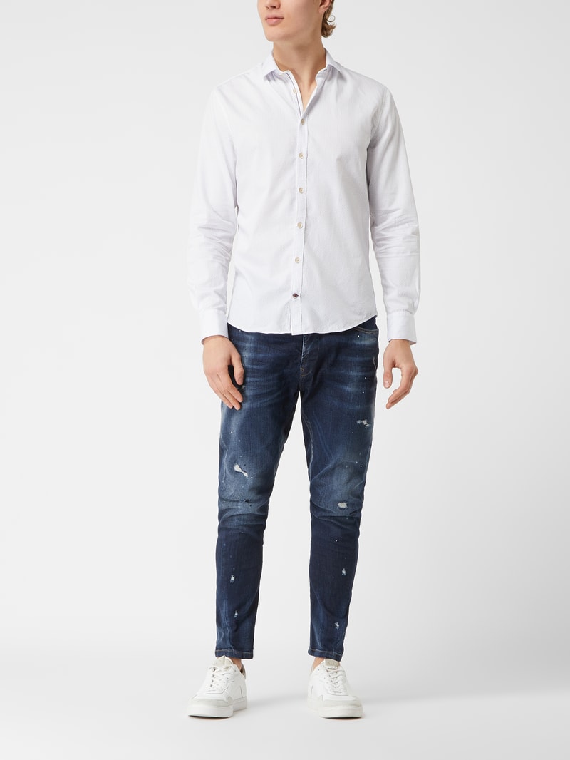 Regular Fit Business-Hemd aus Baumwolle in weiß