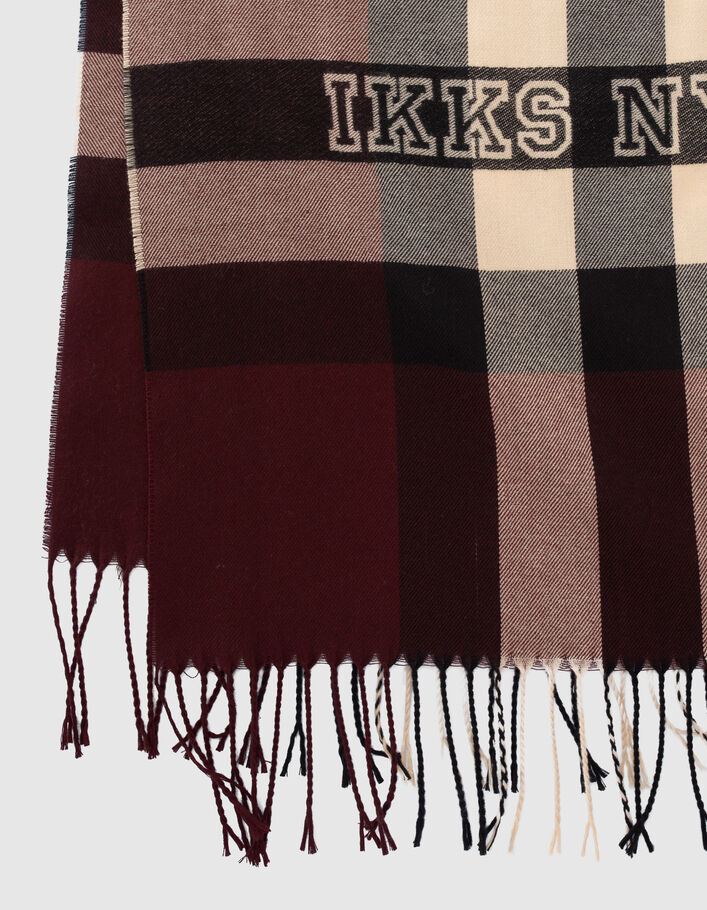 Echarpe burgundy à motif carreaux Homme