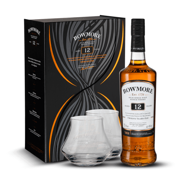 Coffret Bowmore 12 Ans 40% + 2 Verres