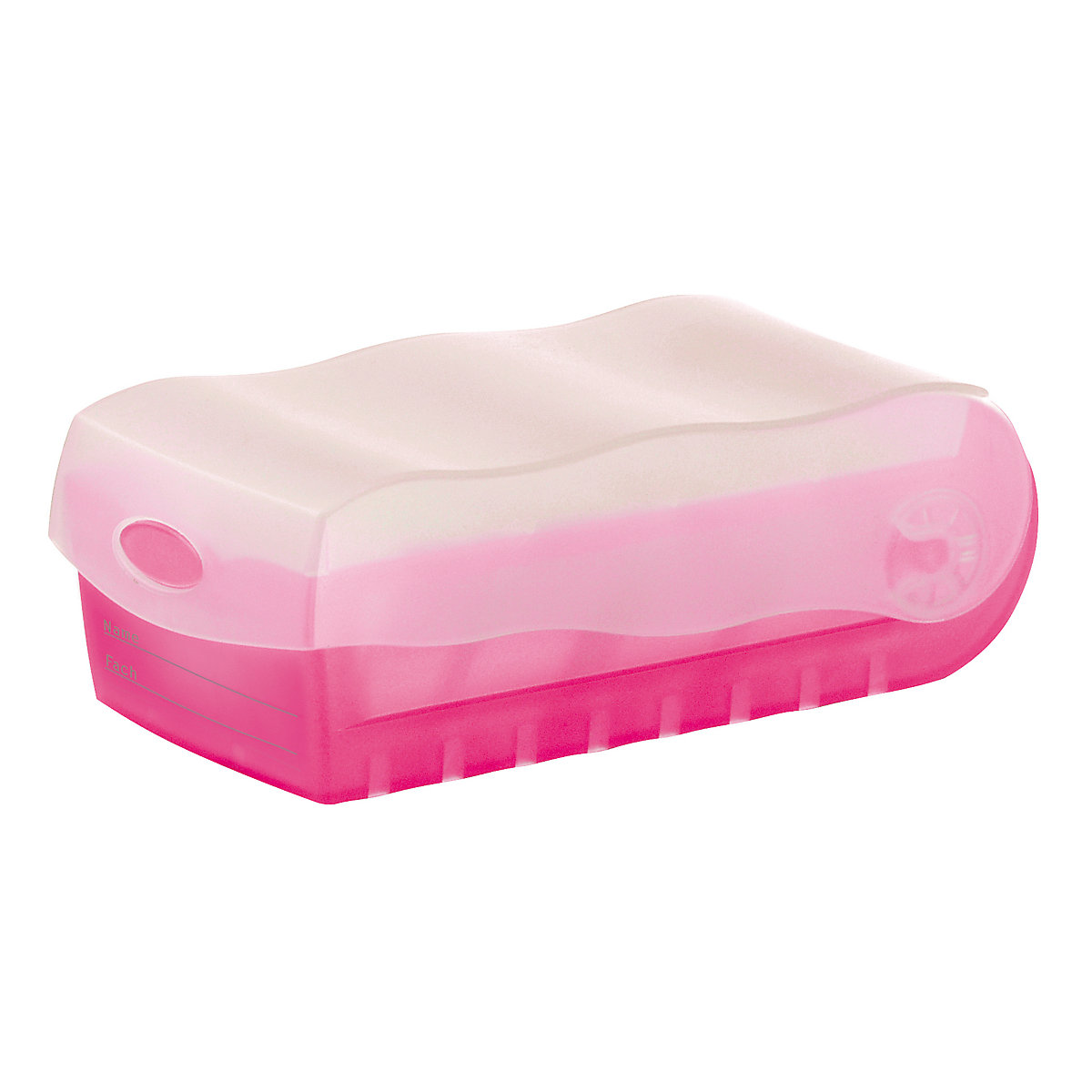 Karteibox CROCO DIN A7 quer mit 5 Stützplatten und 100 Karten, transluzent-pink