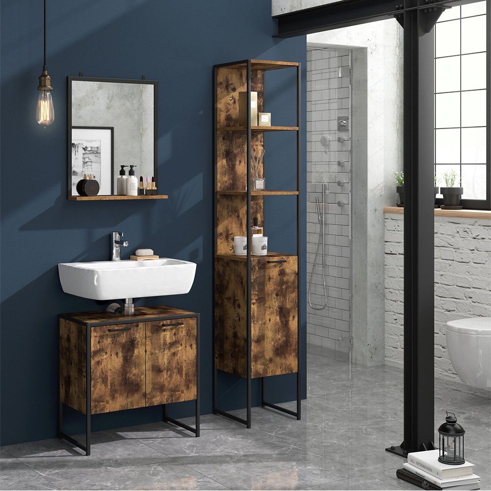 Vicco Badmöbel-Set Loft-Badezimmerset FYRK Vintage Set 7, (3-er Set, 3-St., 3-er Set)