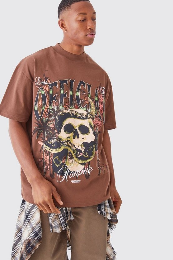 Oversize Official T-Shirt mit Totenkopf-Print