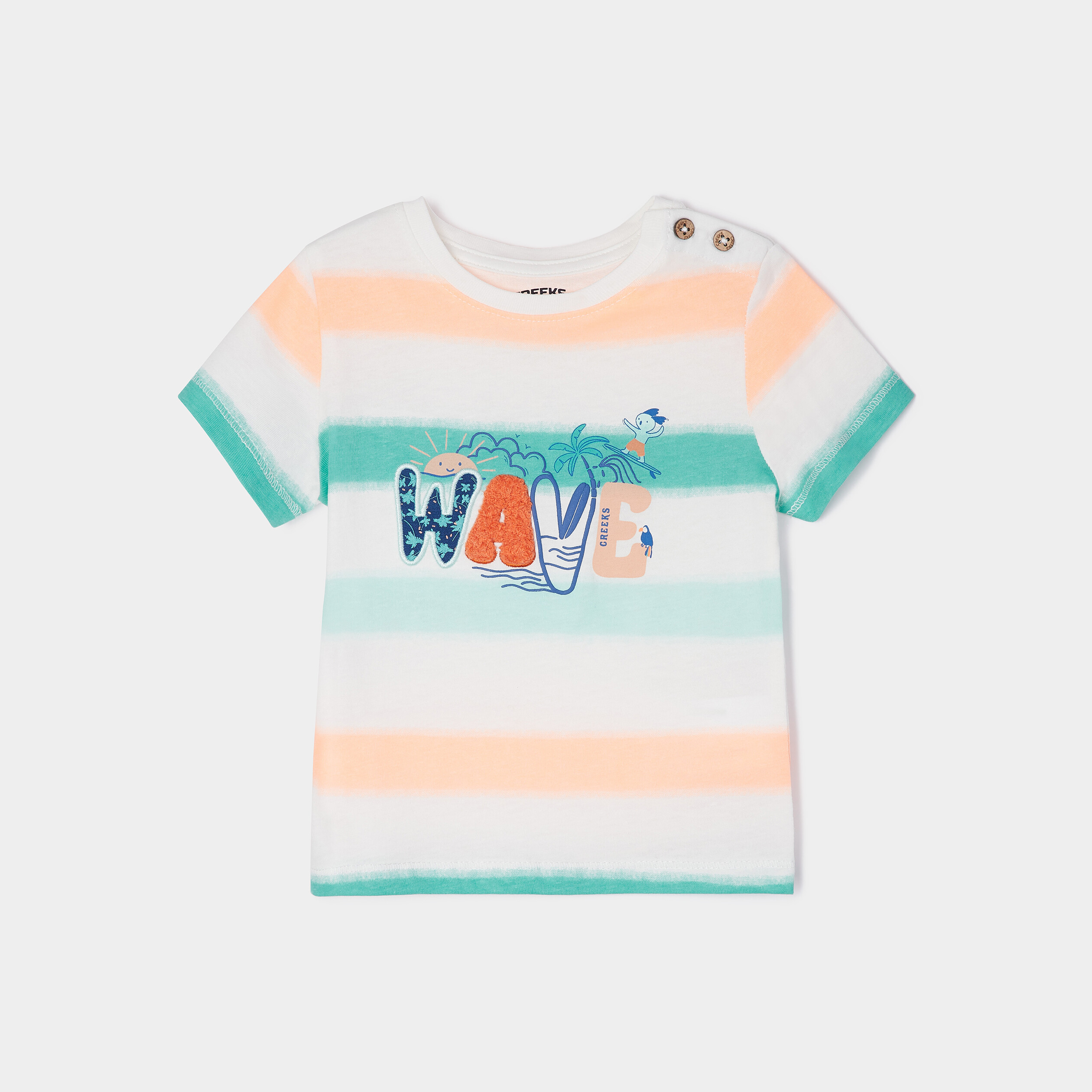 T-shirt manches courtes Creeks bleu turquoise bébé garçon | La Halle