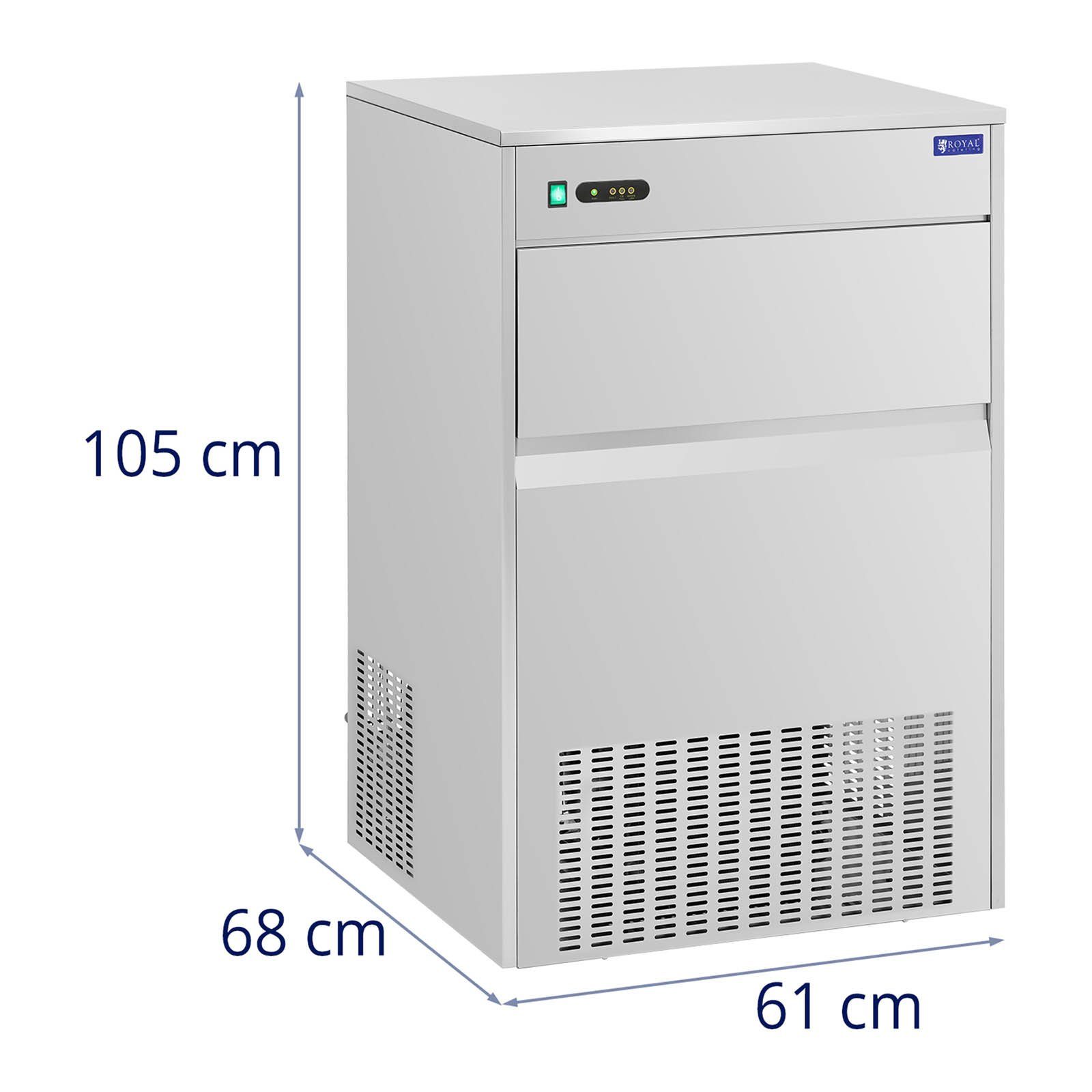 Royal Catering Eiswürfelmaschine Eiswürfelmaschine 80kg/24 h - 55kg Fassungsvermögen 470W Edelstahl
