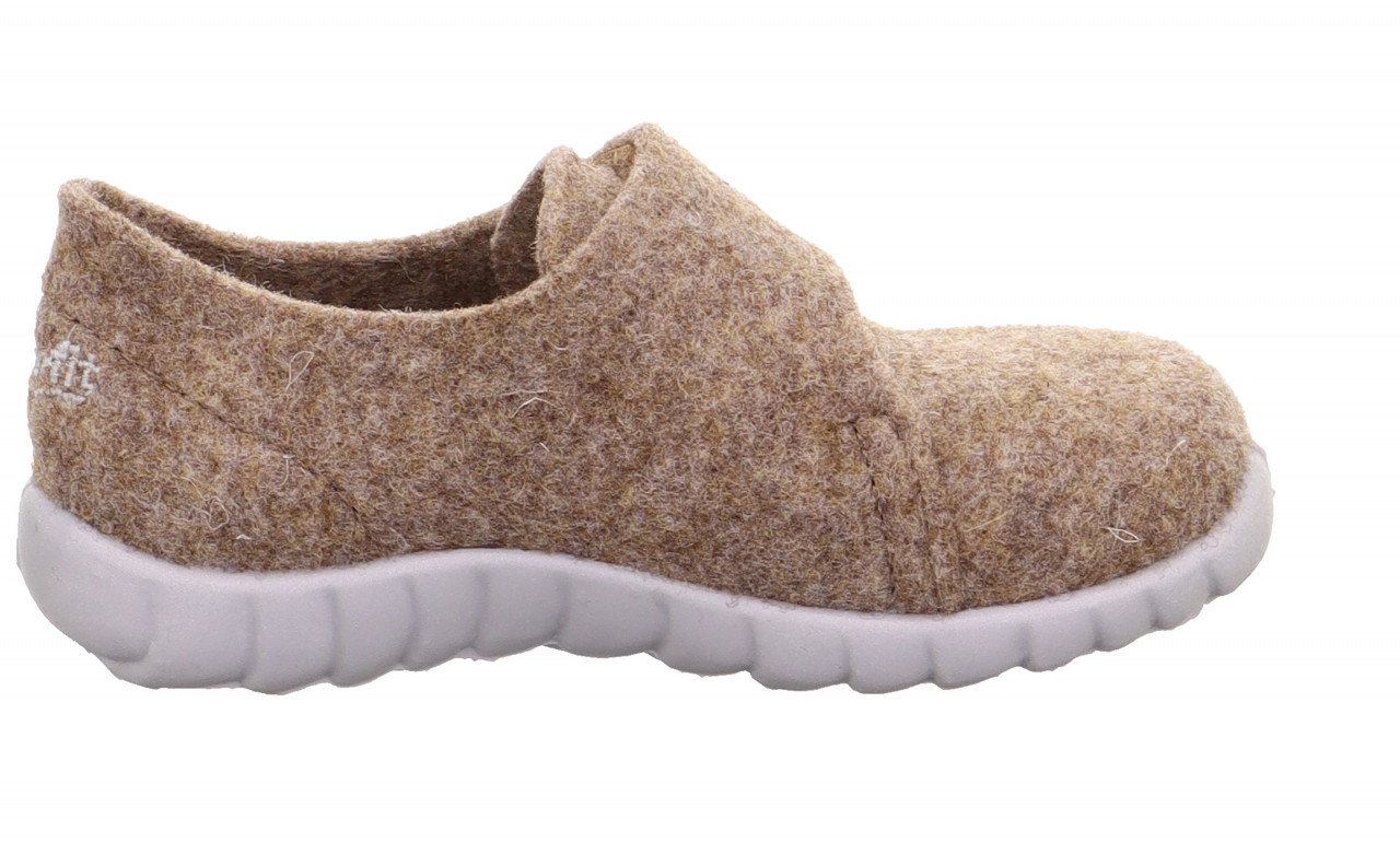 HAPPY - Beige Hausschuh mit Klettverschluss