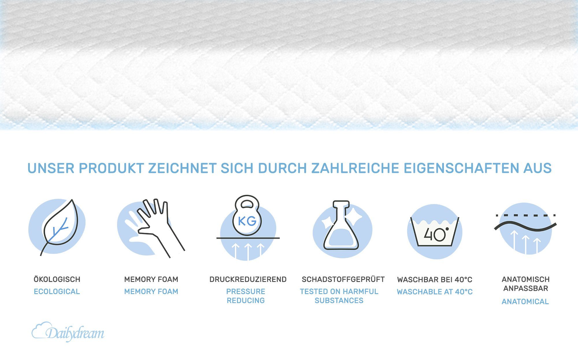 Topper mit Memory Foam von, Dailydream, Viscoschaum, (mit unterschiedlichen Bezugs-Editionen, 