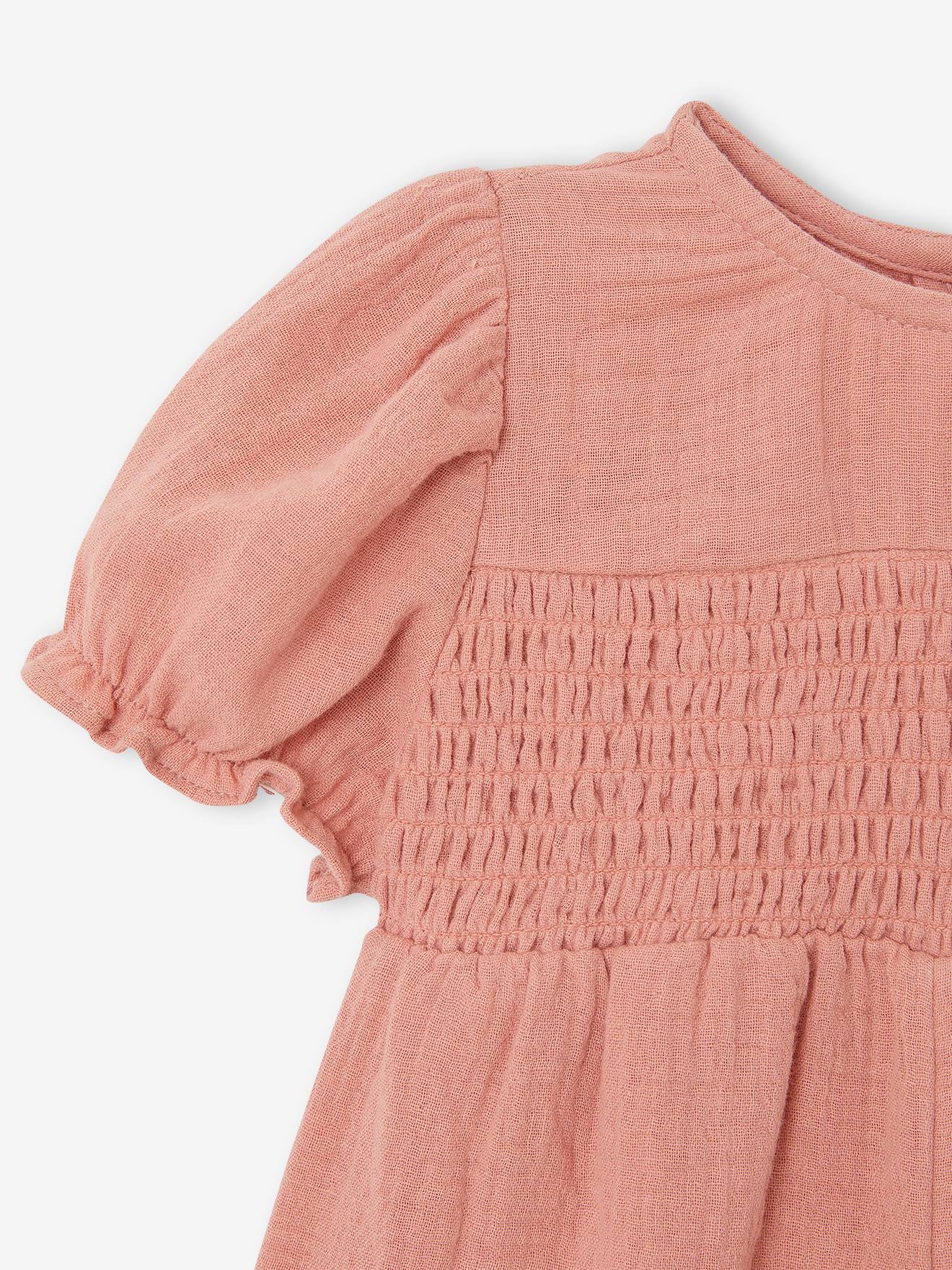 Vertbaudet Baby Musselin-Overall mit weitem Bein - rosenholz