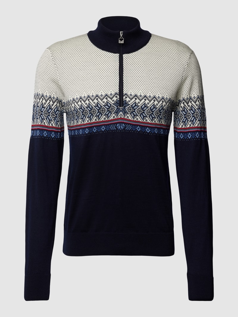 Strickpullover mit Allover-Muster Modell 'Hovden' in marineblau
