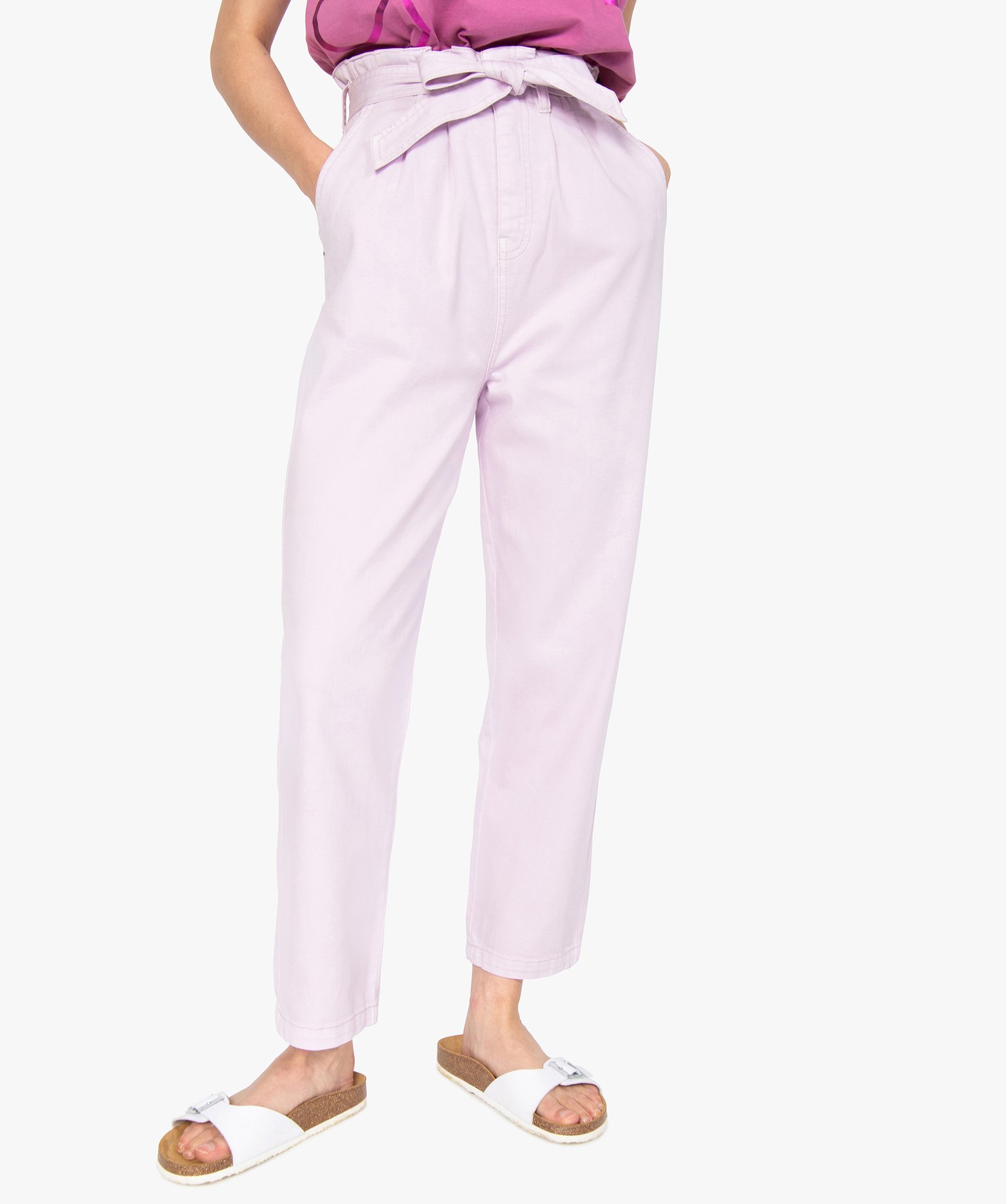 Pantalon femme taille haute - Lulu Castagnette violet clair | GEMO