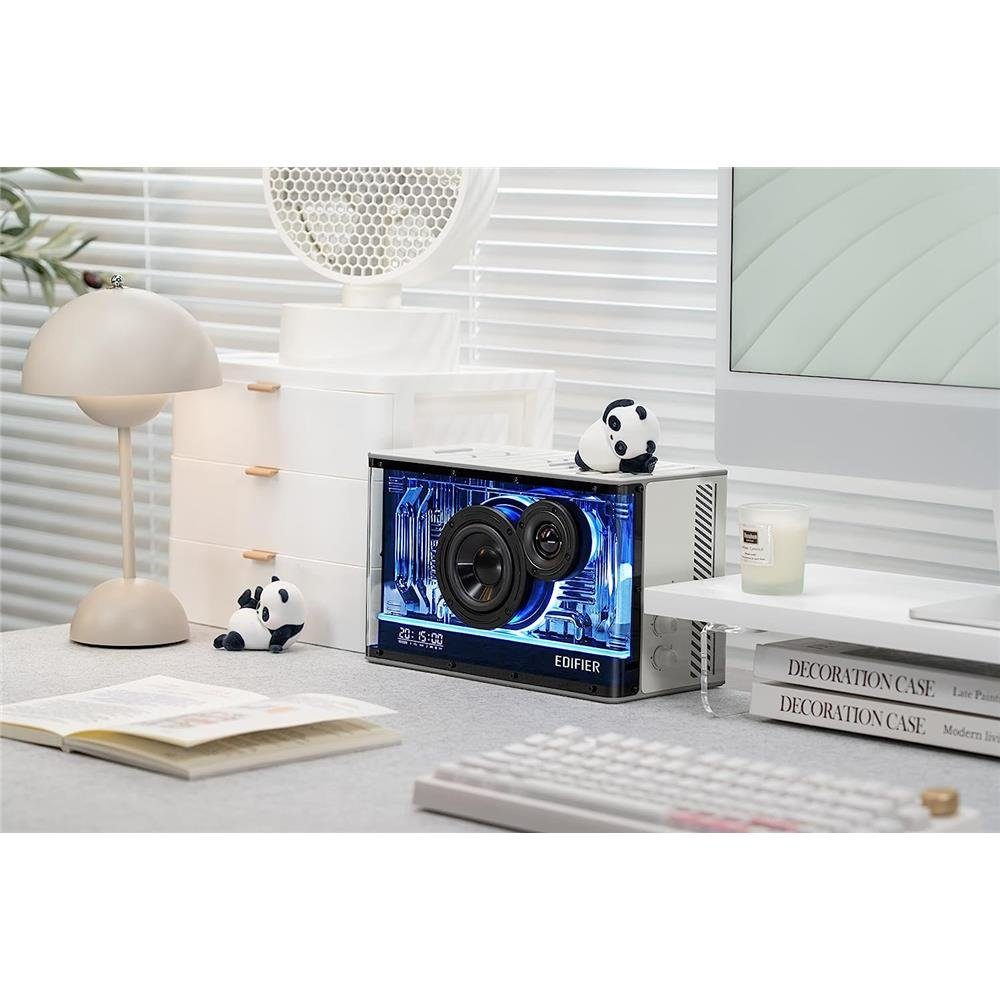 Edifier® QD35 Bluetooth-Lautsprechersystem Weiß Lautsprechersystem (Bluetooth, 40 W, mit RGB-Lichteffekten und zwei Ladeanschlüssen)