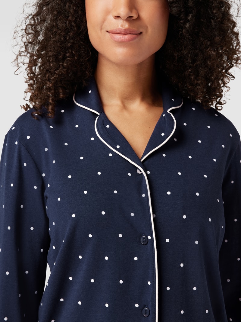 Pyjama-Oberteil mit Polka Dots in marineblau