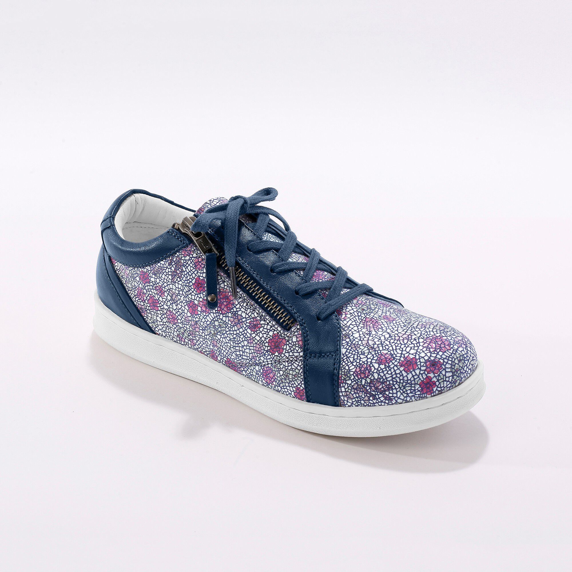 Tennis zippées imprimées en cuir